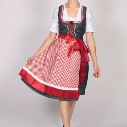 Women Denim Red German High quality Dirndl Midi Dresses