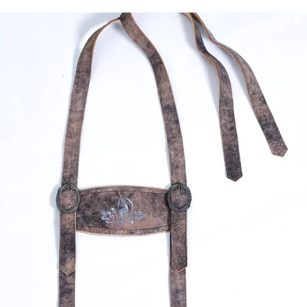 High-Quality Rustic Brown Oktoberfest Lederhosen Suspenders: High-Quality Rustic Brown Oktoberfest Lederhosen Suspenders: