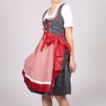 Women Denim Red German High quality Dirndl Midi Dresses