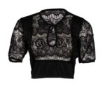 Women Premium Black Ribbon Tied Feminine Dirndl Blouses