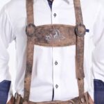 High-Quality Rustic Brown Oktoberfest Lederhosen Suspenders: