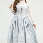 Classic Bavarian Dirndl Attire Light Blue High Quality